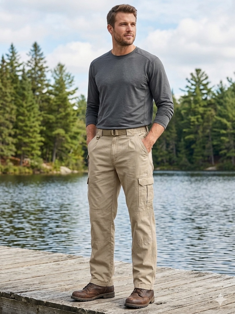 Men's Cabela’s insulated trail hiker Khaki Cargo Pants - Rugged Utility Style 34